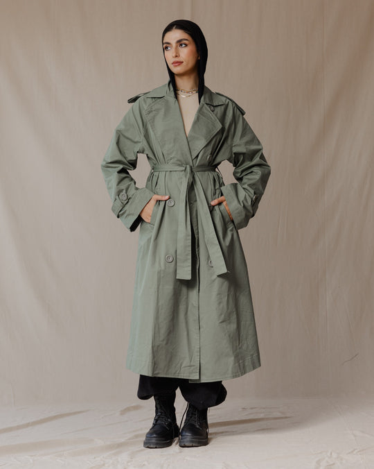 relax fit trench coat olive