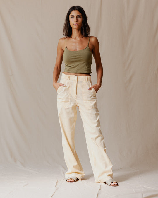 Pantalon Classique en Lin Beige