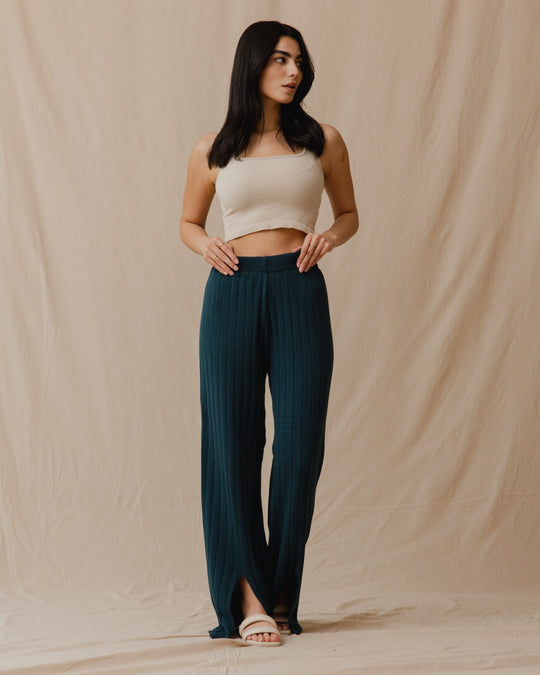 Pantalon en maille à fente teal