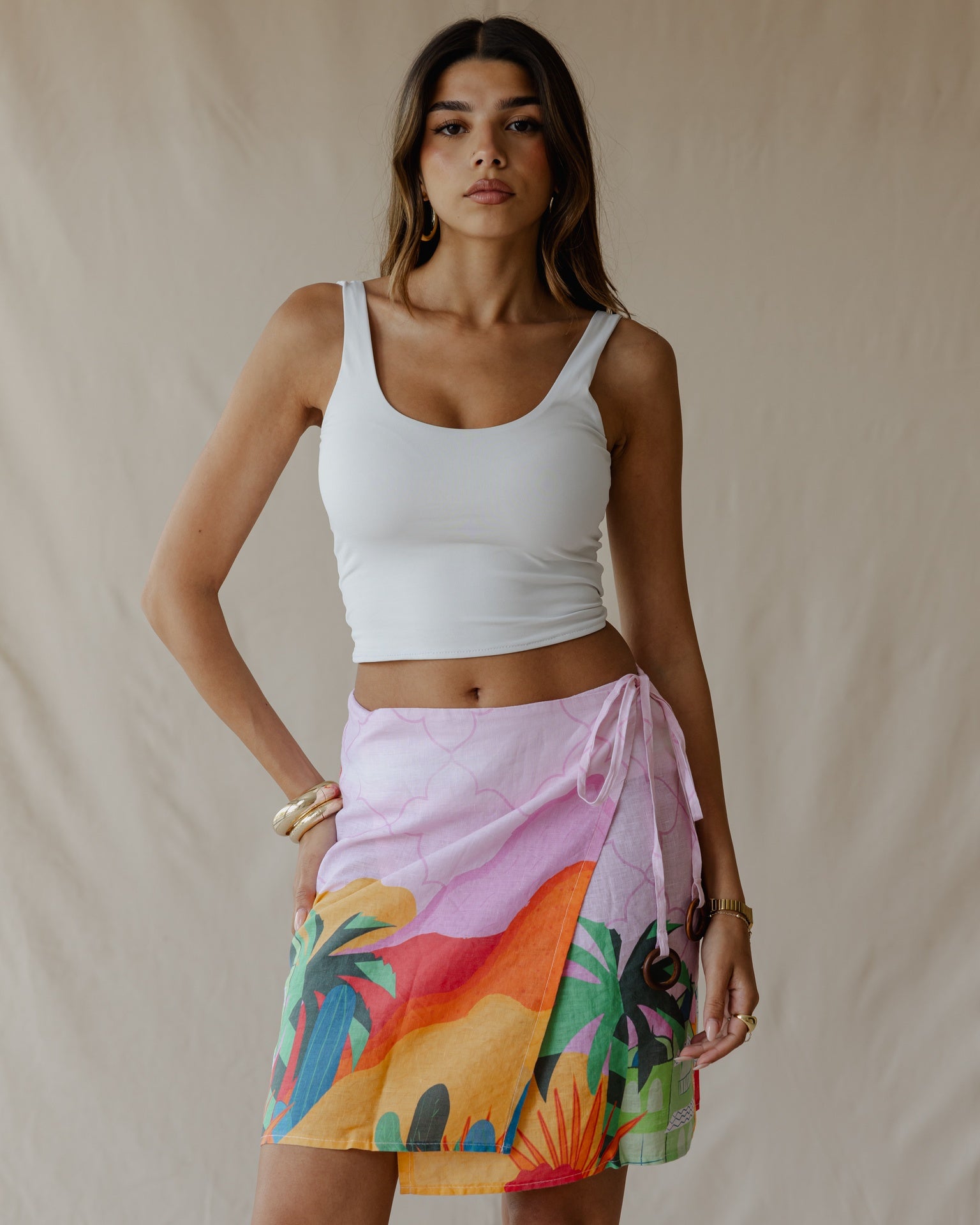 Pink Sunset Oasis Linen Skirt – Palma Maroc
